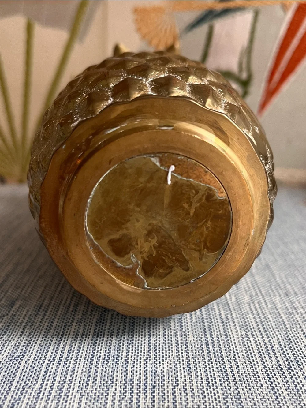 Vintage mid century solid brass pineapple vase